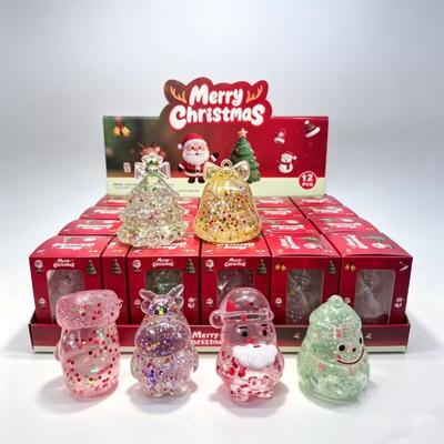 Multicolor Glitter Christmas Squishy Toy Squeezable Christmas Squishy Ornament  Holiday Play