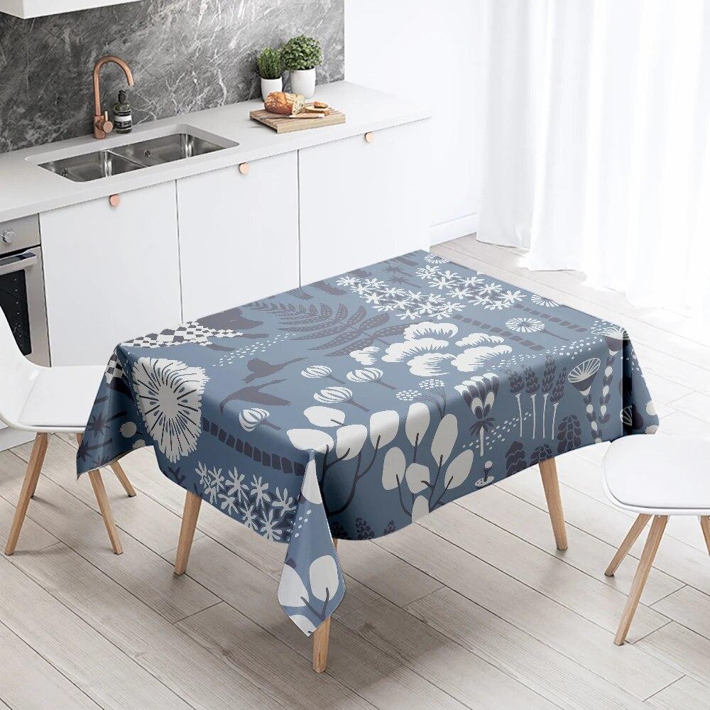 Lotus Flower Tablecloth Home Decor Stain Resistant Waterproof Table Decoration Rectangular Kitchen Fireplace Countertop