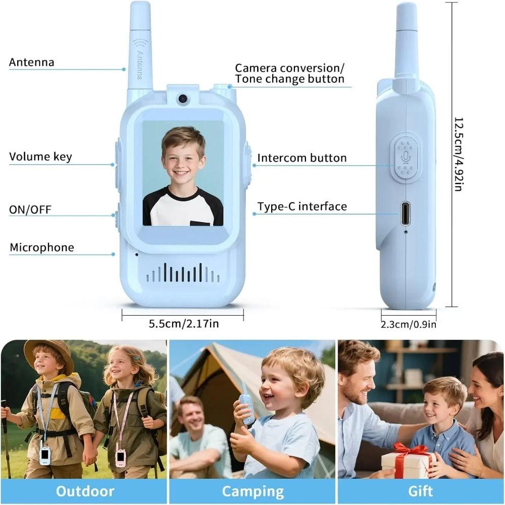 HD Screen Video Walkie Talkie Long Range Kids Two-Way Radio Camping Travel