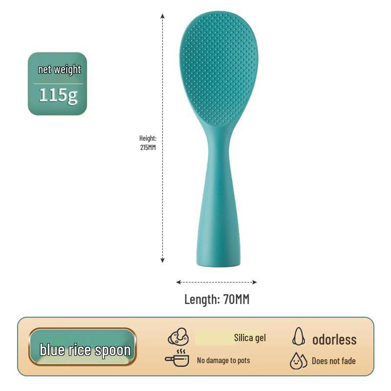ZISIZ Non-stick Silicone Rice Spoon with Wooden Handle