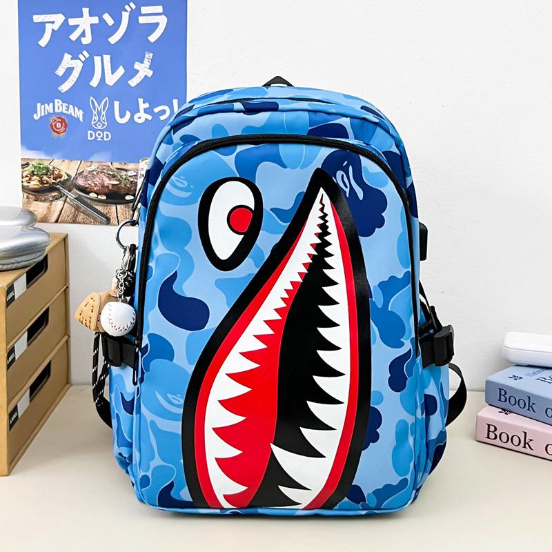 Schoolbag New Fashion Large Capacity Camouflage Shark Student School Bag Versatile Large Capacity Lightweight Leisure Travel Backpack