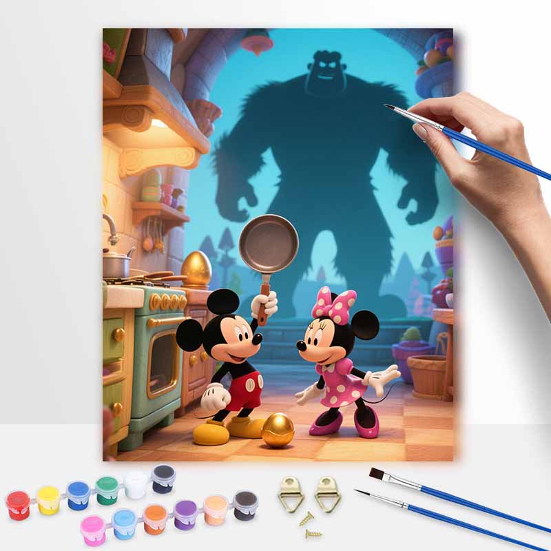 Disney Mickey and Minnie digital oil painting art painting handmade diy home decorations 20x30cm