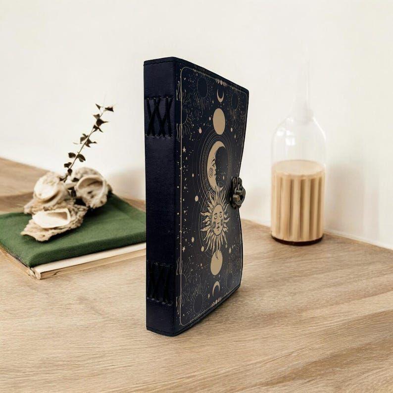 Sun & Moon Celestial Leather Journal : Wiccan Grimoire, Moon Phase Spell Book