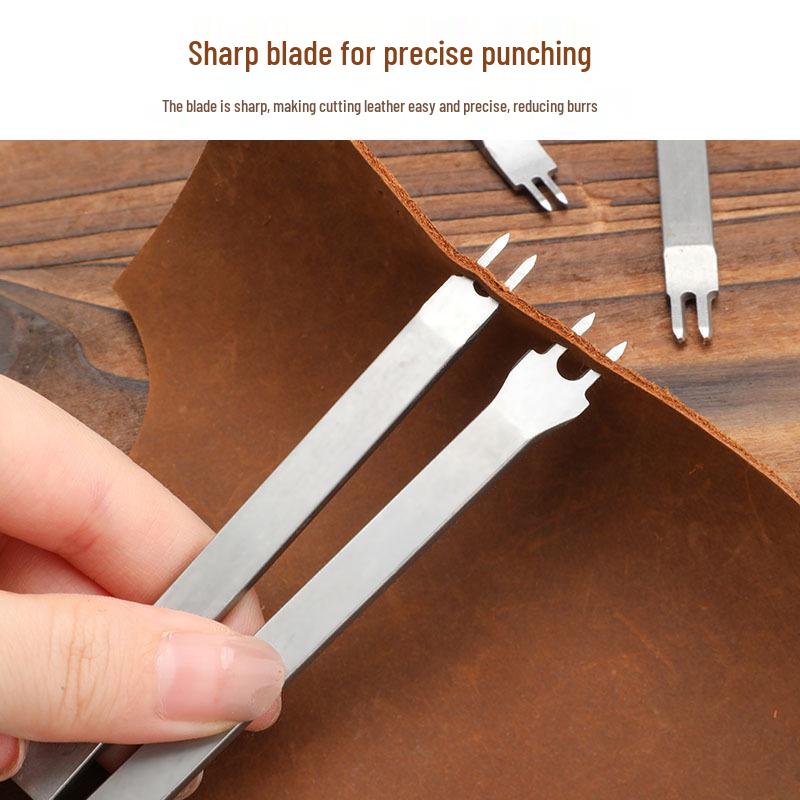 White Steel Diamond Awl 3-4-5-6mm Handmade Leather Hole Punch Tool for DIY Leather Craft and Hand Sewing