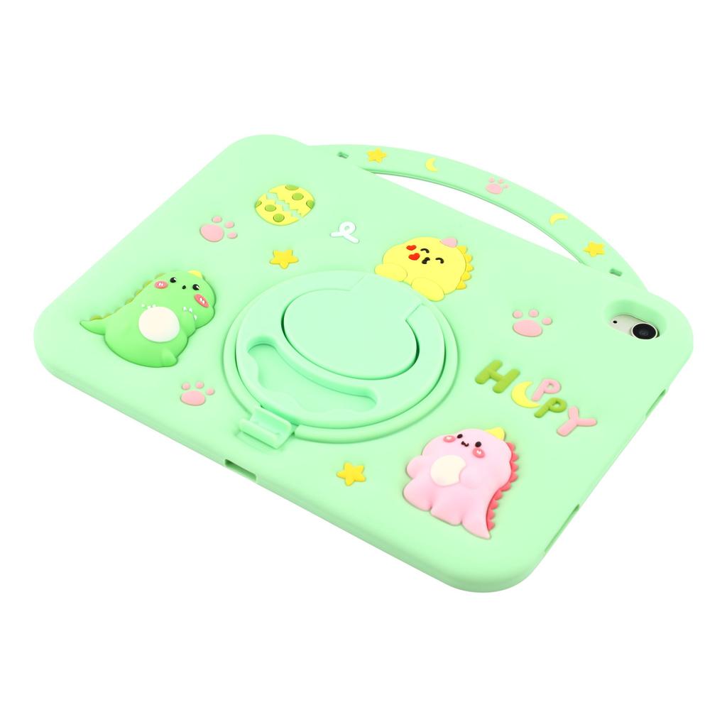 For iPad (2025)/iPad 10.9 (2022) Silicone Case Rotating Kickstand Hand Grip Cute Tablet Cover