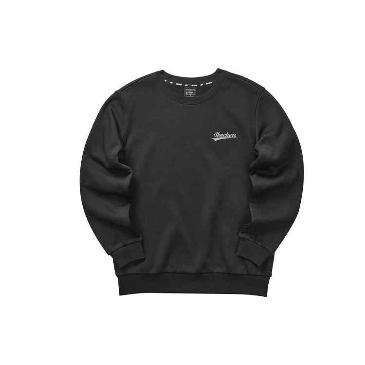 Skechers Fashion Back Logo Vintage Print Knit Pullover Sweatshirt Unisex sweatshirt Carbon-Black L323U073-0018 XS