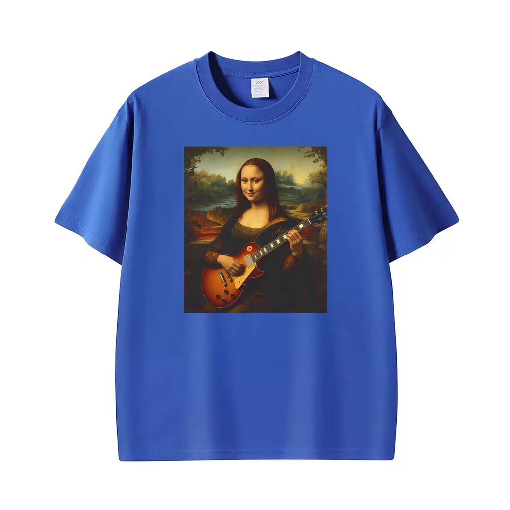 Mona Lisa Playing Electric Guitar Renaissance Art Rock Tee Shirt Unisex Unisex Fashion Aesthetic T Shirt Hot Sale Streetwear Tshirt