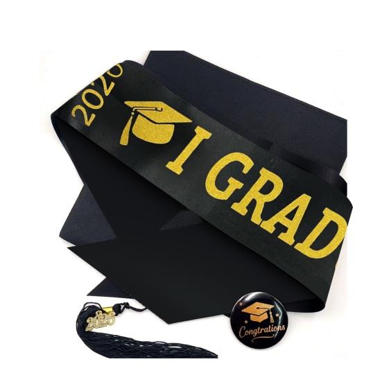 Class of 2026 Graduation Cap Sash Badge Set I Graduated Satin Stole