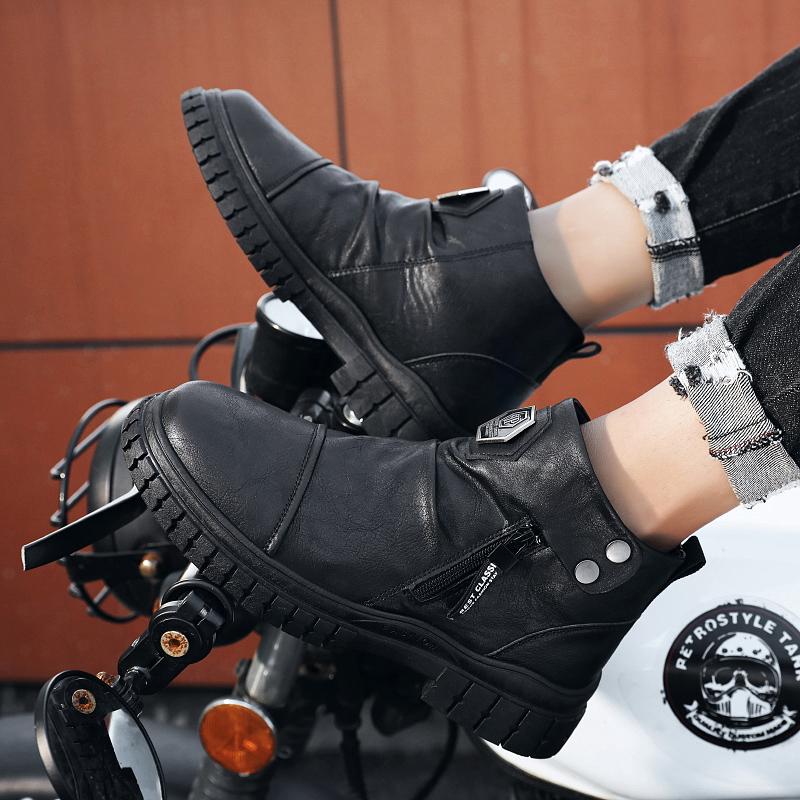 2024 Nové pánské kotníkové boty Retro motocyklové boty 2024 Měkké venkovní zipové vycházkové zimní boty pro muže Pohodlné boty Botines 45