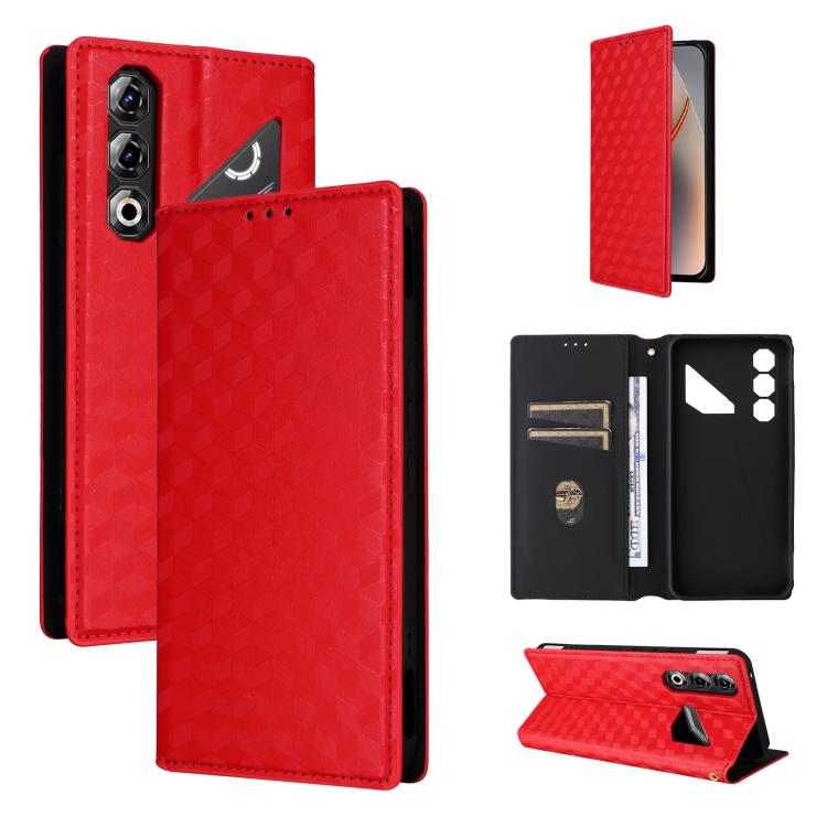 Cubic Grid Texture Flip Leather Phone Case