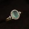 New Chinese Imitation Green Chalcedony Ring For Women Vintage Light Luxury Niche Design Fashionable Elegant Finger Jewelry