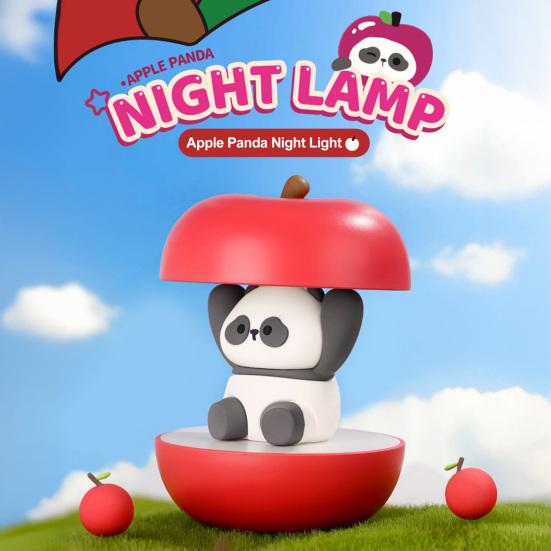 Apples Panda Night Light USB Rechargeable LED Bedside Lamp Ambient Light Christmas Festival Cute Mood