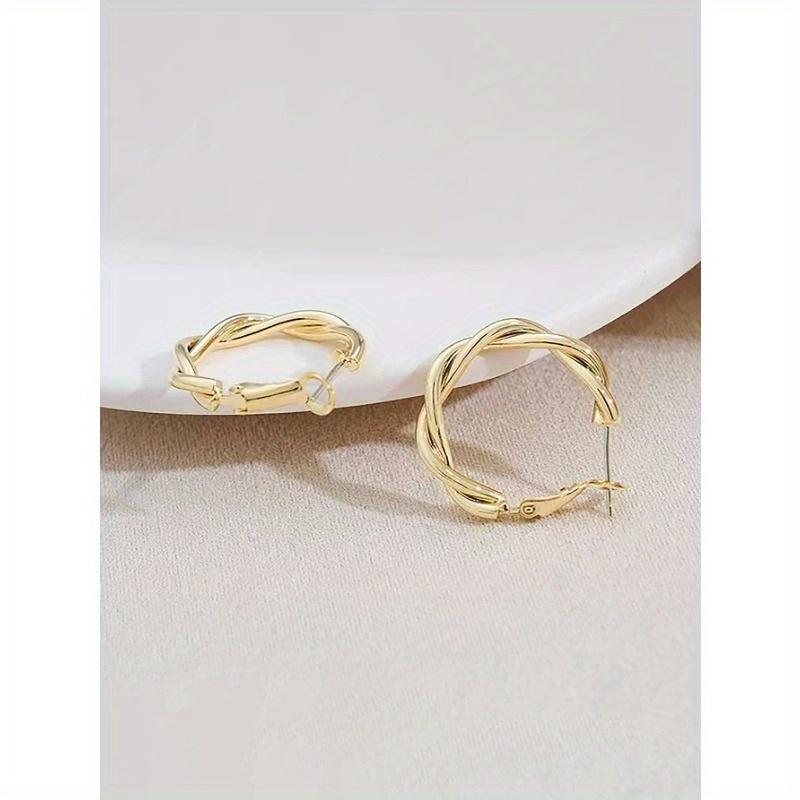 1 Pair Luxury Metal Round Circle Hoop Earrings, Simple & Elegant Design for Women Everyday Wear