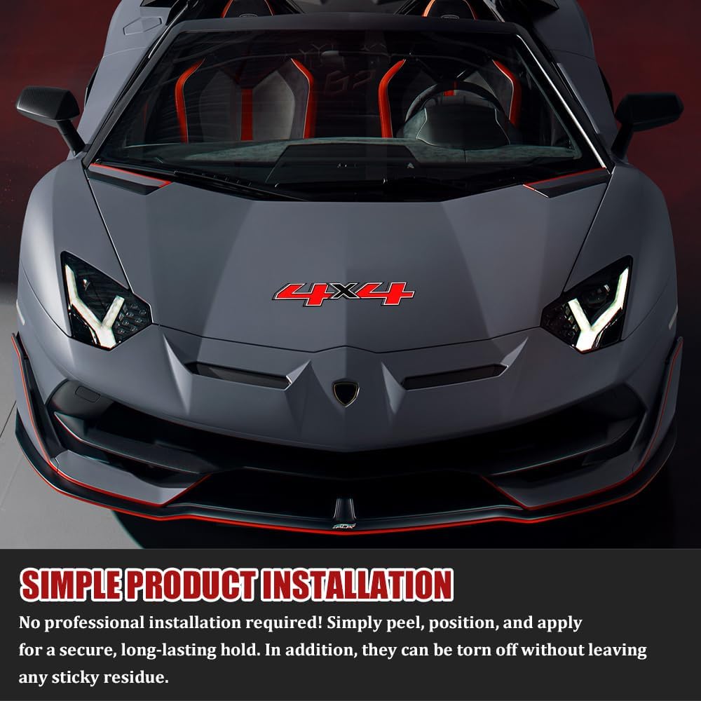 2PCS 4x4 Decals for Trucks, Car Stickers, Premium Series 4x4 Bedside Off Road Replacement Decals, Auto Exterior Decoration Accessories for 2014-2018