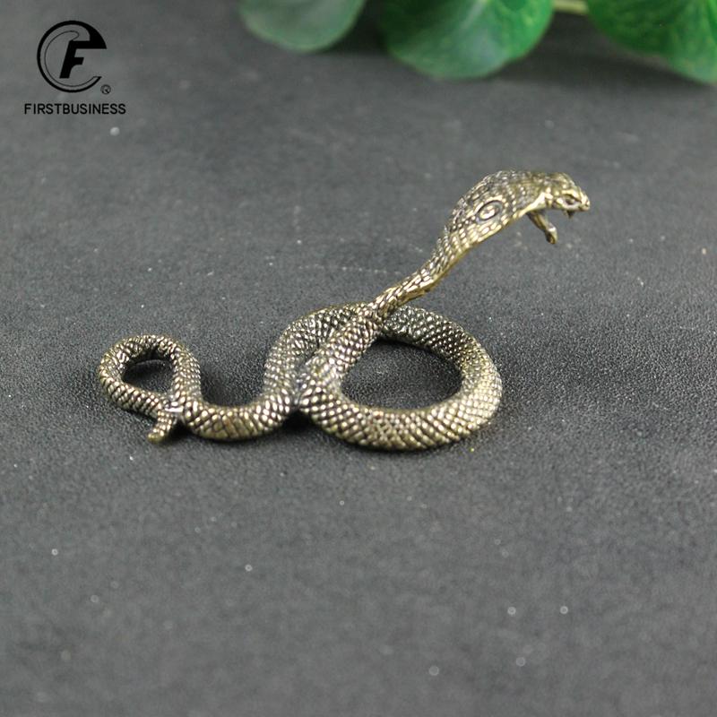 Antique Bronze Cobra Zodiac Snake Statue Miniature Figurines Copper Desk Decorations Tea Pets Ornaments Brass Paperweight Crafts