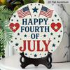 Patriotic Independence Day Metal Aluminum Wall Decor - 2D Flat Print American Flag Design with Stars, Stripes & "Happy 4th of July" Text