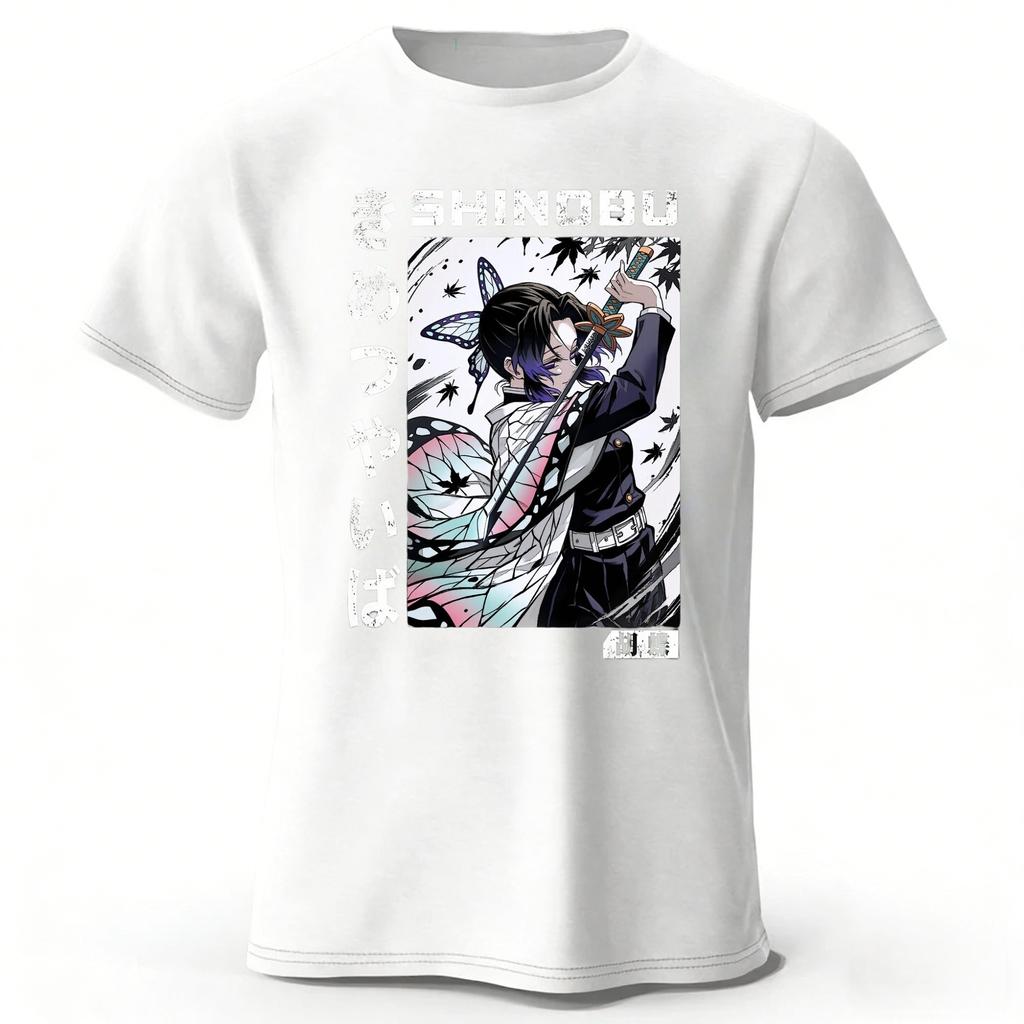 SHINOBU Kochou Shinobu Japanese Anime Trend Pure Cotton T-Shirt Men Fashion Casual Comfortable Plus Size Short Sleeves Top