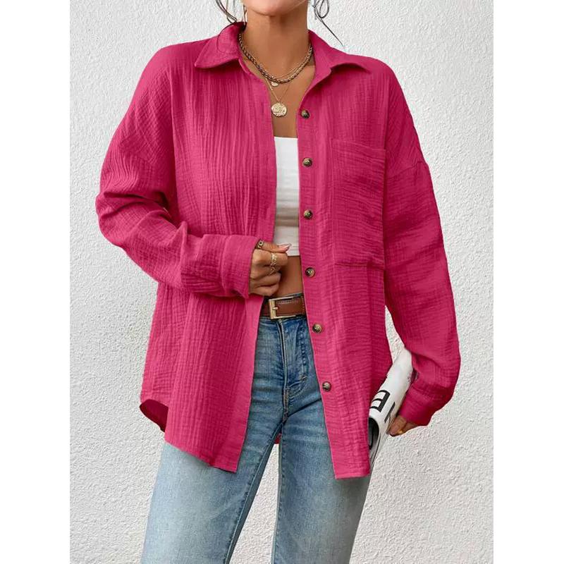 100% Cotton Gauze Muslin Women Shirts Casual Turn Down Collar Long Sleeve Top Office Lady Elegant Blouses for Women Blusas