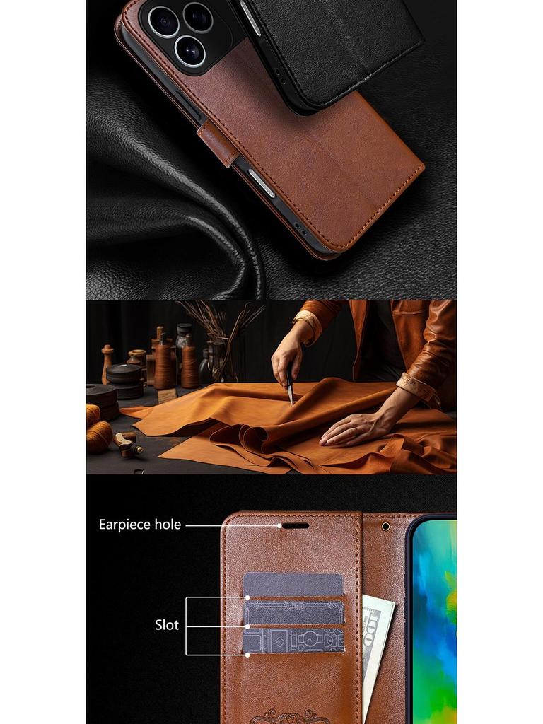 Flipové pouzdro na peněženku z TPU kůže s ovčí kůží pro iPhone 17 Pro Max s magnetickým zapínáním