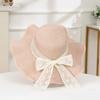 Lace Bow Big Brim Straw Hat Spring and Summer New Sunscreen Beach Sun Hat Fresh and Sweet Bucket Hat
