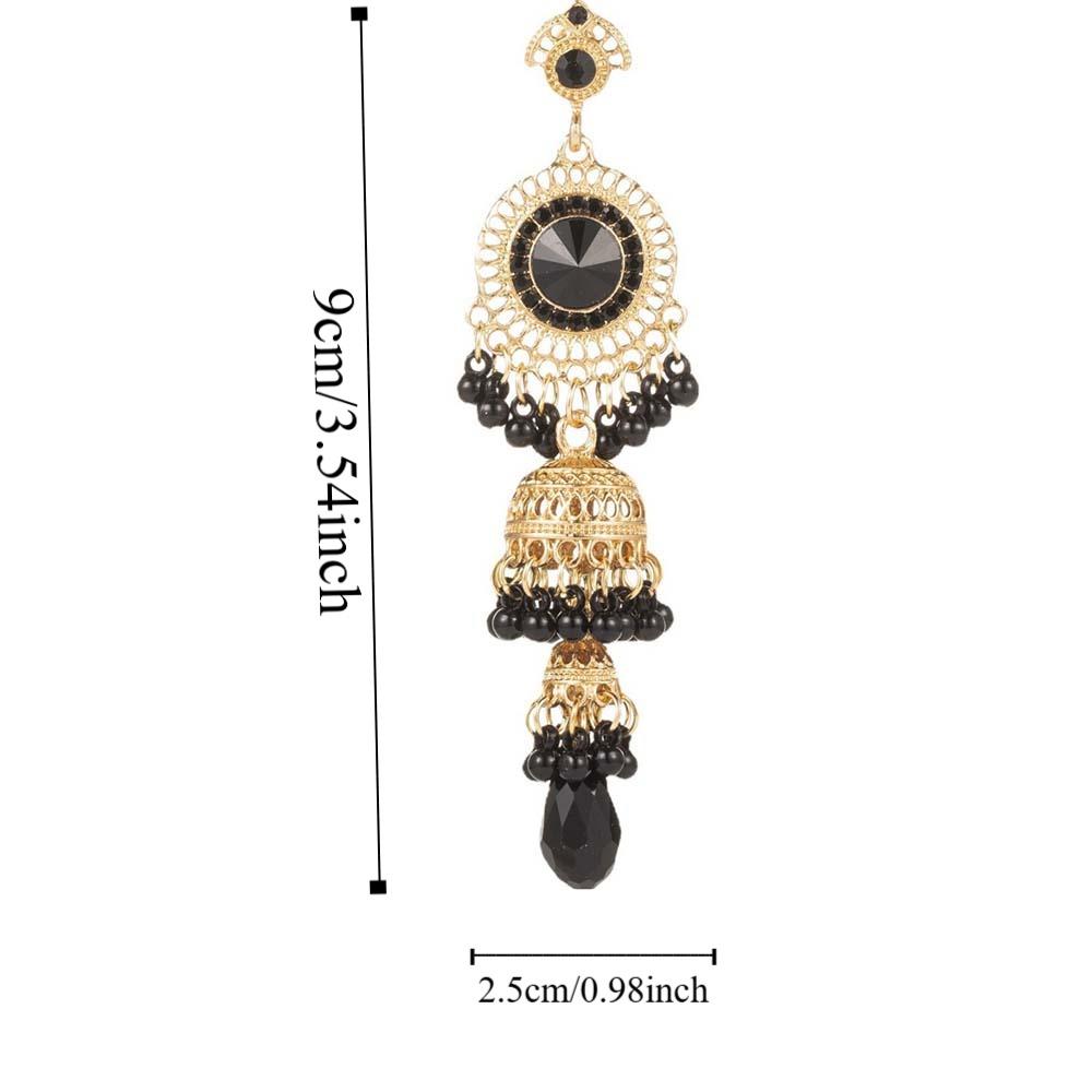 Zinc Zinc Alloy Bell Tassel Earrings Luxury Ethnic Style Ear Studs Rhinestone Pearls Ear Drop Holiday