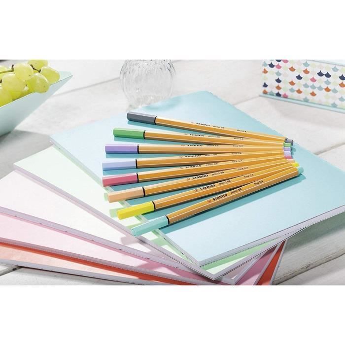 Stylo-feutre pointe fine 0,4mm - STABILO - Lot de 10 pochettes de 8 stylos-feutres pastel