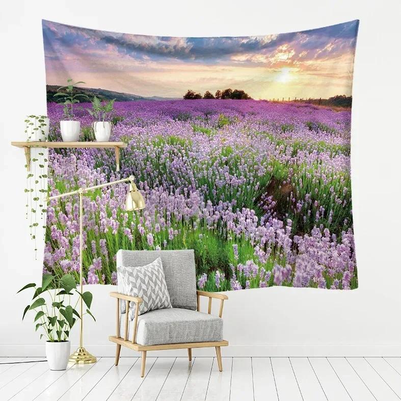 

Гобелен із фіолетовим лавандовим візерунком. Гобелен для домашнього декору. Гобелен. Гобелен для вітальні. 230x180cm
