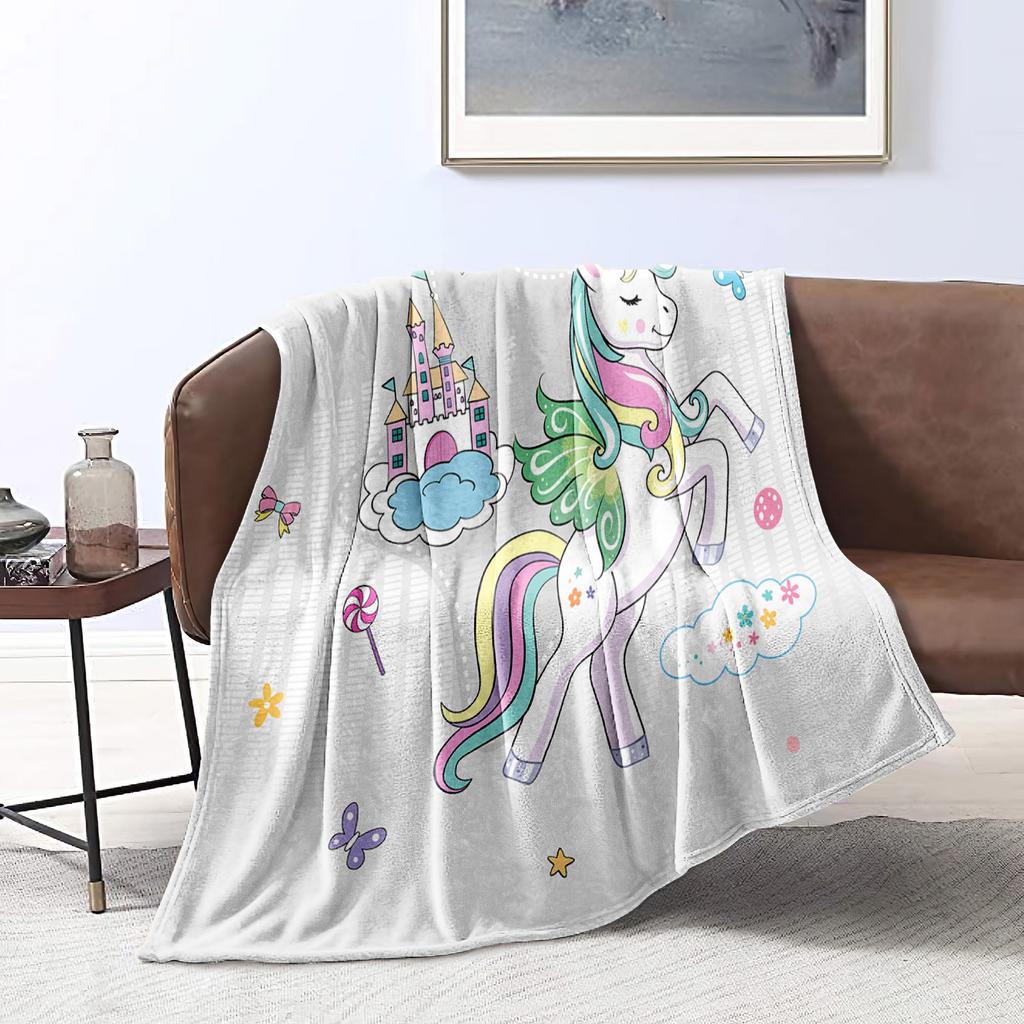 Princess of the Unicorn digital-printed polyester Bedroom velvet flannel soft sofa cover blanket Fleece soft sofa cover