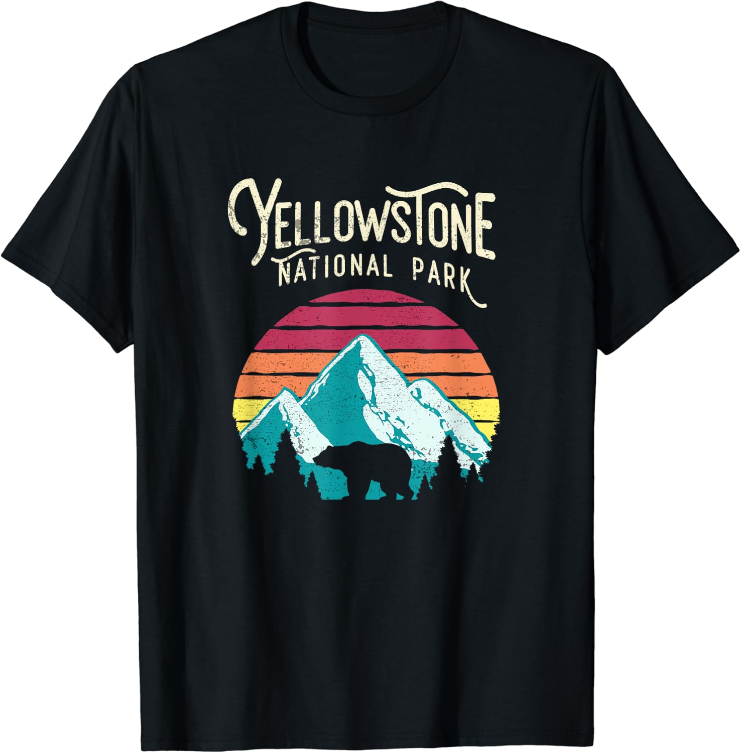 Vintage Yellowstone National Park WY Mountain Bear T Shirt S чёрный