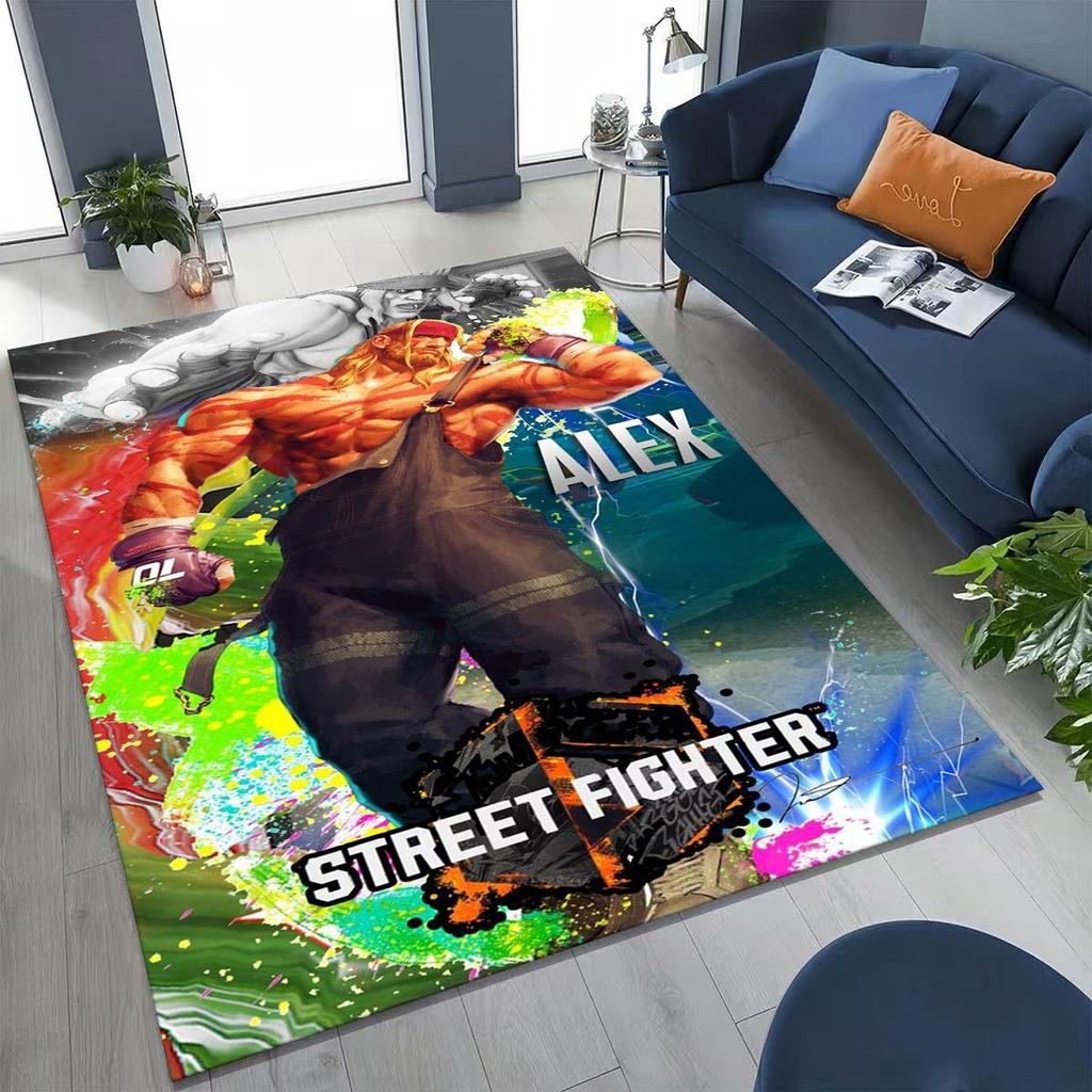 Retro Street Fighter 6 Characters Game Chun-Li Cartoon Rug for Bedroom Living Room Sofa Home Doormat Decor,Non-slip Floor Mat