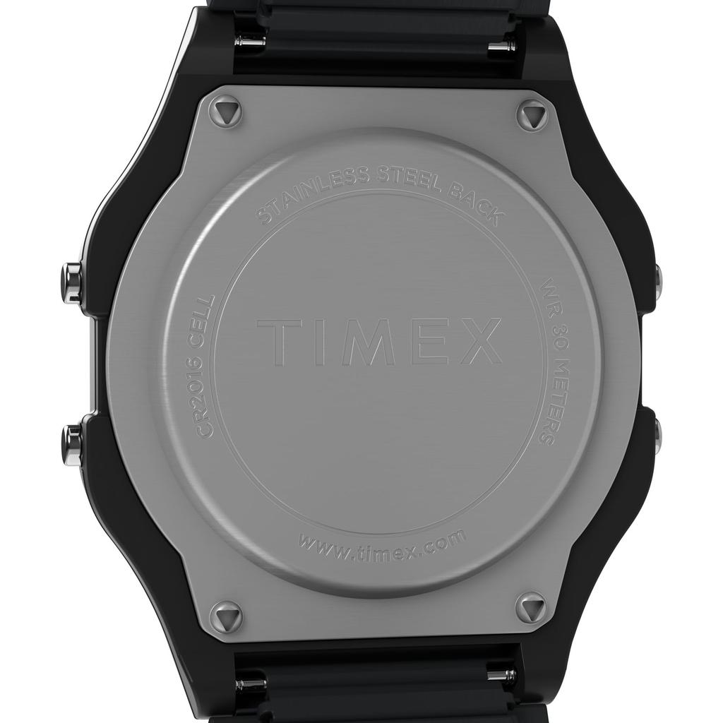 TIMEX T80 34mm Watch Black with Stainless Steel Expansion Band –