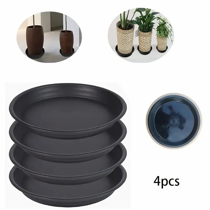 PB210 4Pcs 21cm Flower Pot Bottom Water Storage Round Tray Plastic Movable Potted Plant Base