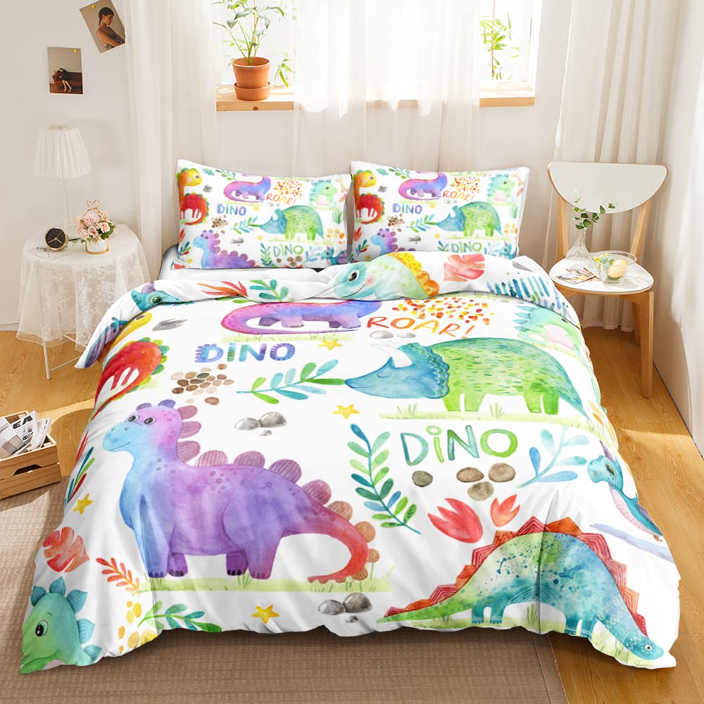 Dinosaur Duvet Cover Set Cartoon Cute Duvet Cover Boy Bedding Set Dino Comforter Cover Set Soft Dinosaur Animal Teen Bedroom Set