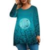Women's Fashion Large Size Round Neck Long Sleeve Casual Halloween Print Loose Pullover Top
