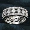 Neue Mode Schlichte Damen Eheringe Ringe Ausgehöhltes Design Vollständig mit Zirkonia ausgefasst Versprechen Party Statement Schmuck
