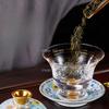135ml Enamel Colored Three Piece Lid Bowl Single High-end Large Tea Bowl Thickened Anti Scalding Kung Fu Tea Set