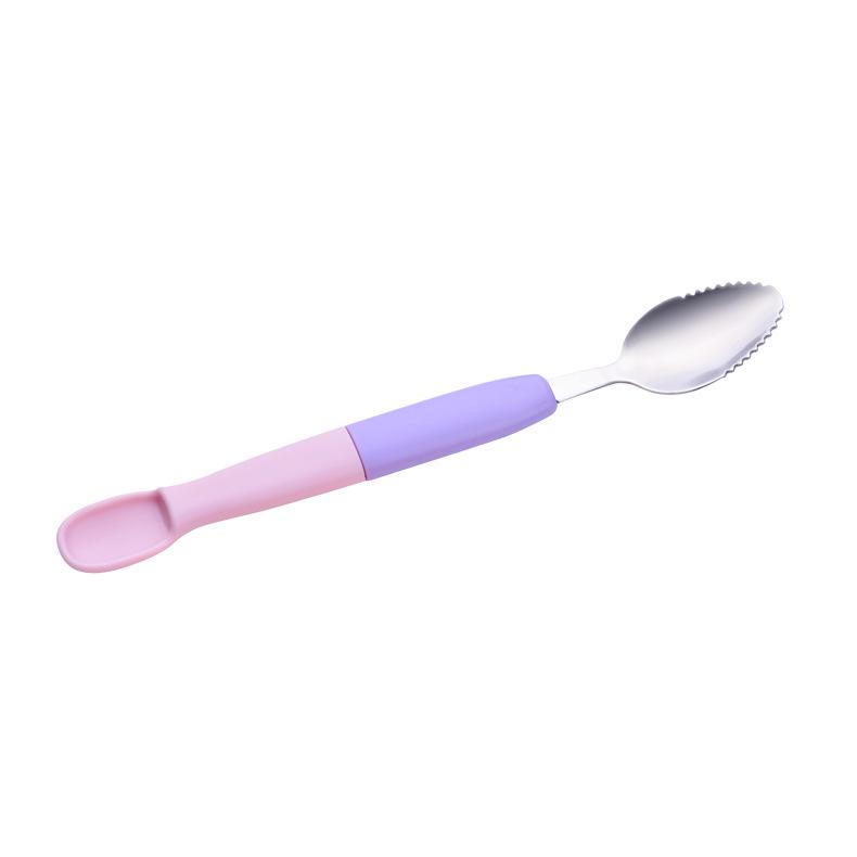 

Двусторонняя детская ложка для фруктов из нержавеющей стали и силикона