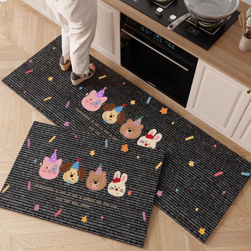 Cartoon Diatomaceous Earth Kitchen Mat: Water & Oil Absorbent, Quick-Drying, Dirt-Resistant, Non-Slip, Wear-Resistant Floor Pad.