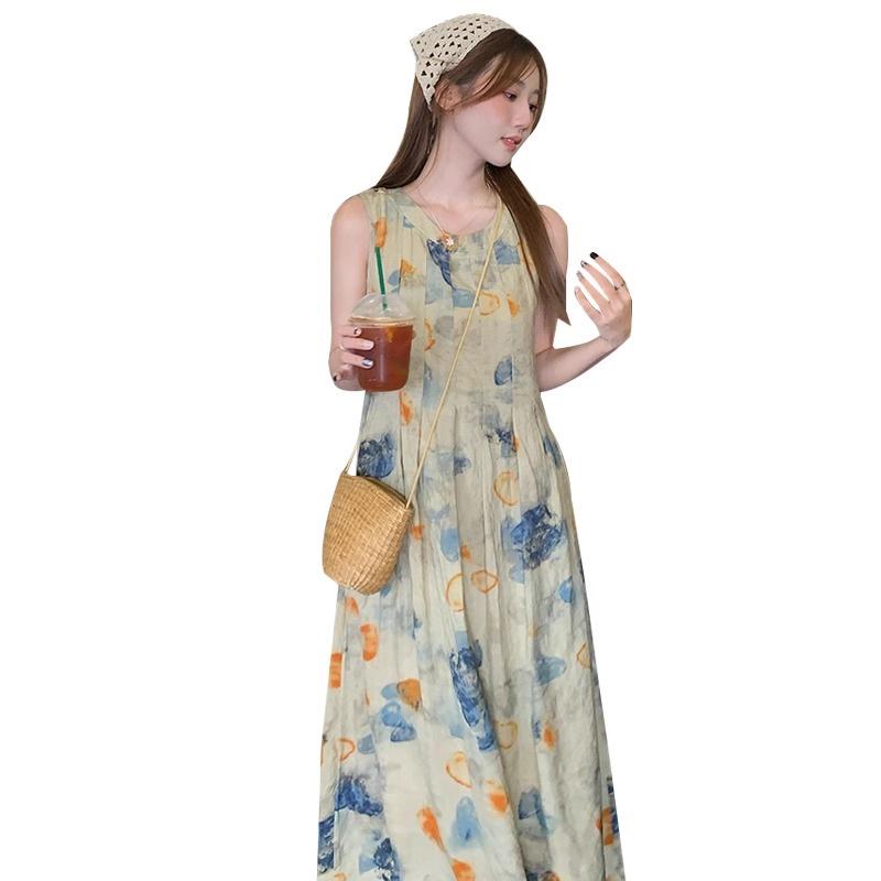Ink Wash Painting Vest Dress - Retro Artistic Style for 2026 Spring/Summer Collection