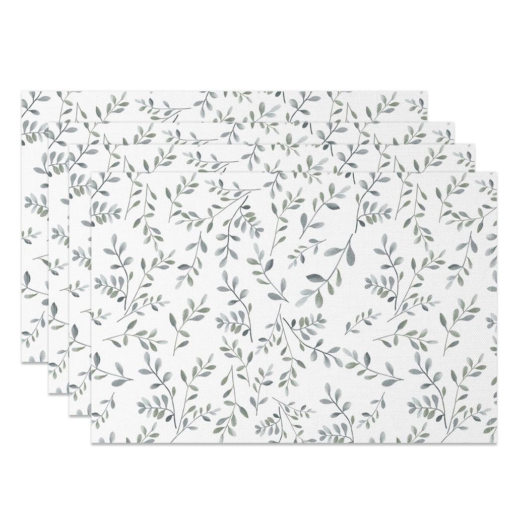 Modern Minimalist Table Mats Fresh Leaf Branch Pattern Placemats Natural Style Waterproof HeatResistant for Dining Kitchen Decor