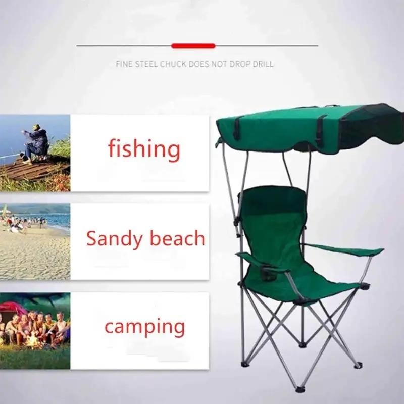 Folding Outdoor Chair Waterproof Oxford Fabric Builtin Cup Holders Foldable Comfortable For Picnics M4YD