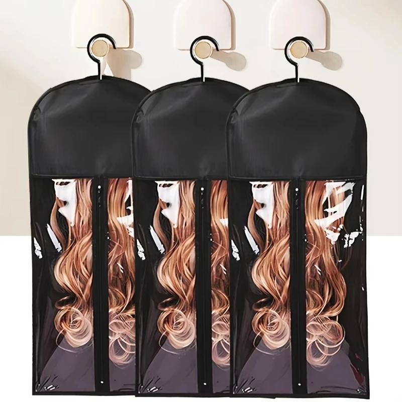 1/3PCS Wig Holder Storage Bags with Hanger Dust-proof Hair Extension Organizer for Multiple Wigs Wigs Accessories