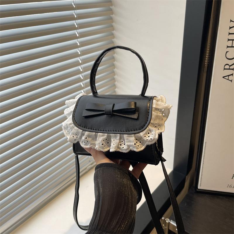 Bow Lace Pu Shoulder Bag Handbag Tote Commuter Bag Trendy All-Match Women S Crossbody Casual Small Square Bag Girly Gift 909₽