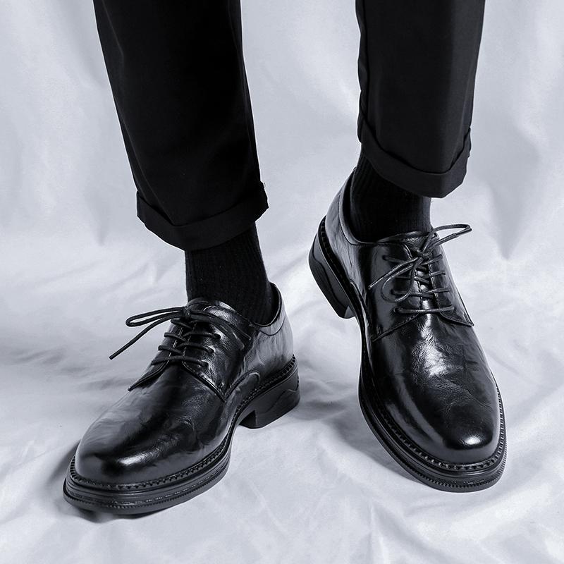 Fashion 2024 New Business Men's Casual Leather Shoes Breathable Soft Sole Anti-slip Wearable Driving Shoes for Men Lace-up Male Sneakers