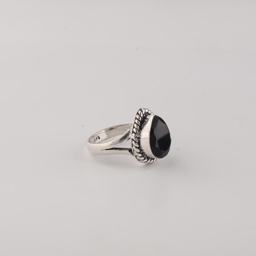 Natural Black Onyx Gemstone 925 Sterling Silver Jewelry Handmade Women Ring Gift For Wife RR-85-21