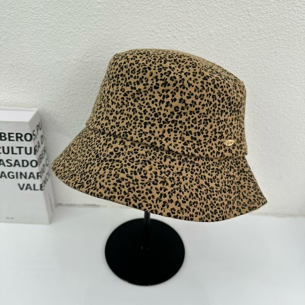 Spring new leopard print sunshade bucket hat for women, personalized, simple, fashionable, face-enhancing sun-protection hat