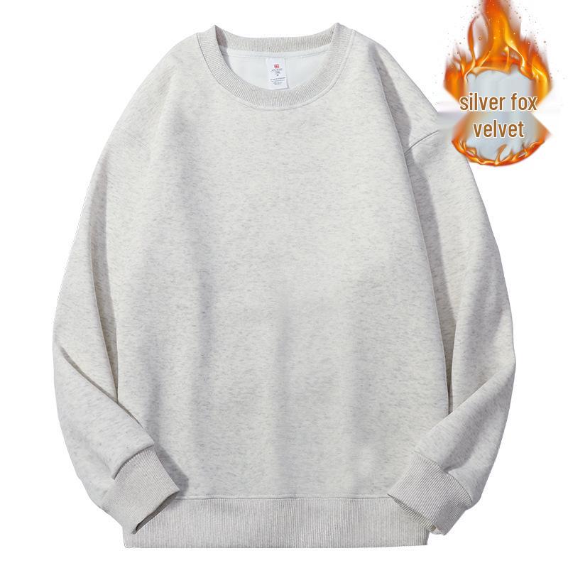 Women's 500G Silver Fox Velvet Hoodie: Fleece-Lined, Thickened, Lazy Style, Oversized, Versatile, Loose Base Layer