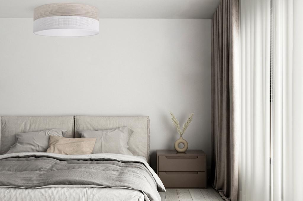 Wood Plexi Ceiling Lamp White 40Cm Bleached Oak