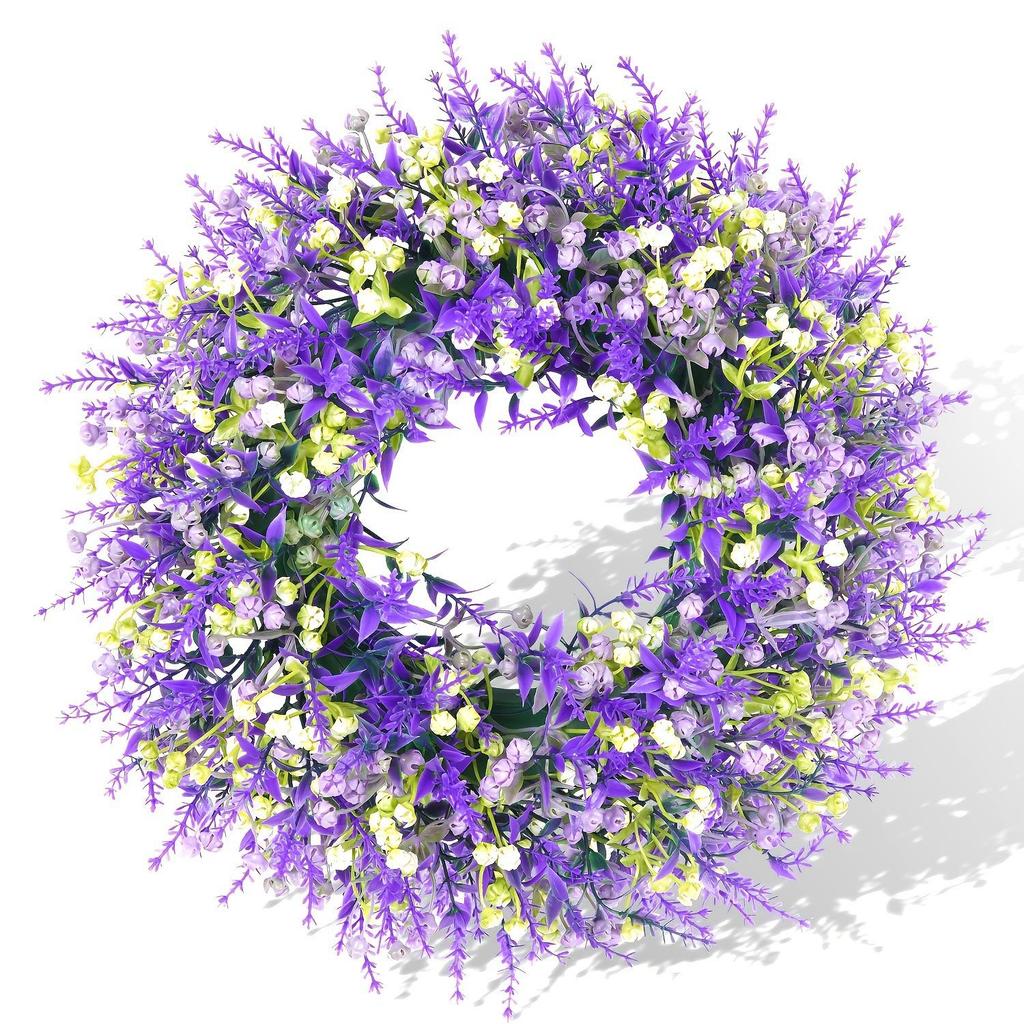 Cross-border Lavender Wreath: Spring/Summer Door & Window Floral Hanging Ornament for Outdoor & Shop Décor
