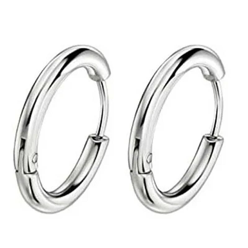 

1 пара серег-колец из нержавеющей стали для мужчин и женщин, круглые унисекс панк-серьги, простые серьги-кольца, аксессуары для ушей 8mm серебряный